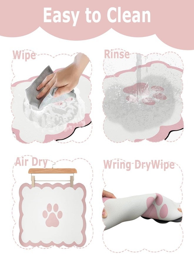 EQUNROY Dog Food Mat 40x50cm (16x20”) - 3.8mm Extra Thick Pet Placemat for Food & Water Bowls, Cute Pink Scalloped Edges, Large Washable Dog Mat for Puppy Cats, Elegant Drip-Tray Floor Protector - Image 5